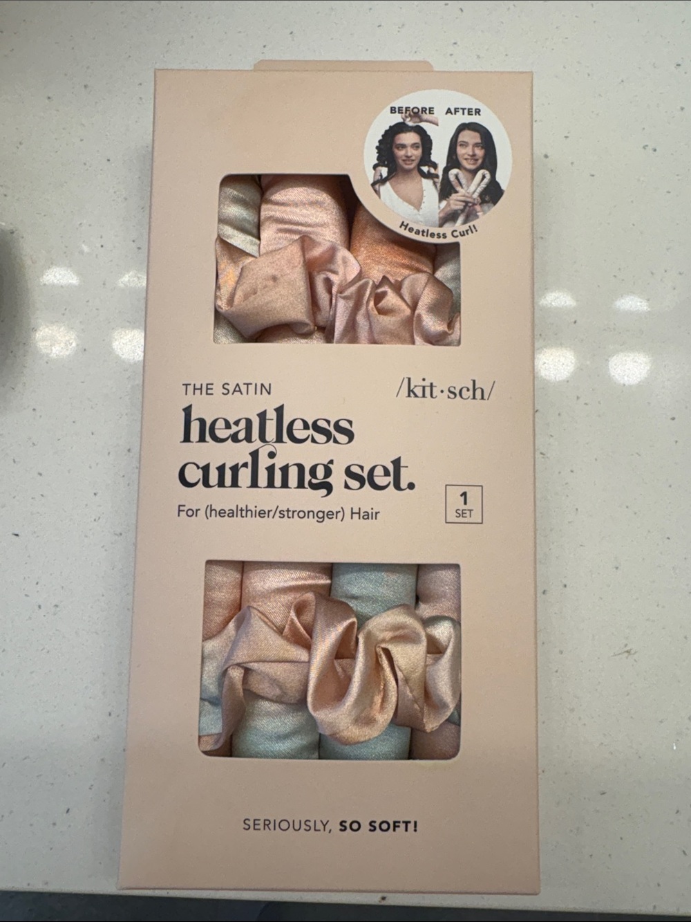 Kitsch Satin Heatless Curling Set - Champagne Pink & Pale Blue